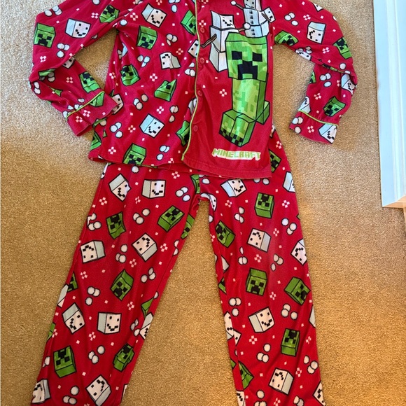 Minecraft Creeper Red Kids Pajama Set - Picture 1 of 3